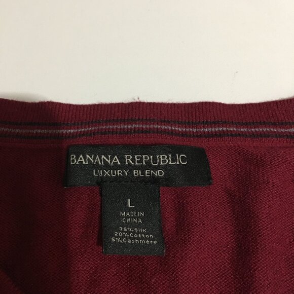 Banana Republic Men’s Sweater Large V Neck Pullover Silk Cashmere Blend - Picture 3 of 6